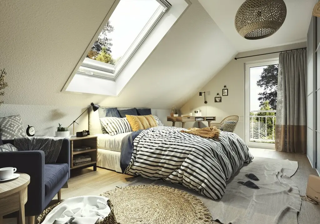 Einblick in das Schlafzimmer eines Mitwachshaus Flair 148