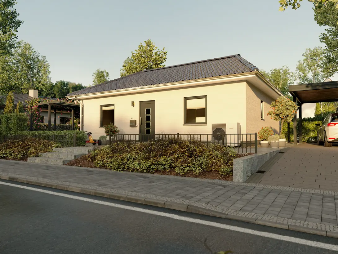 Ein Singlehaus im Bungalowstil mit offener Raumaufteilung, das Komfort und Barrierefreiheit auf einer Ebene vereint